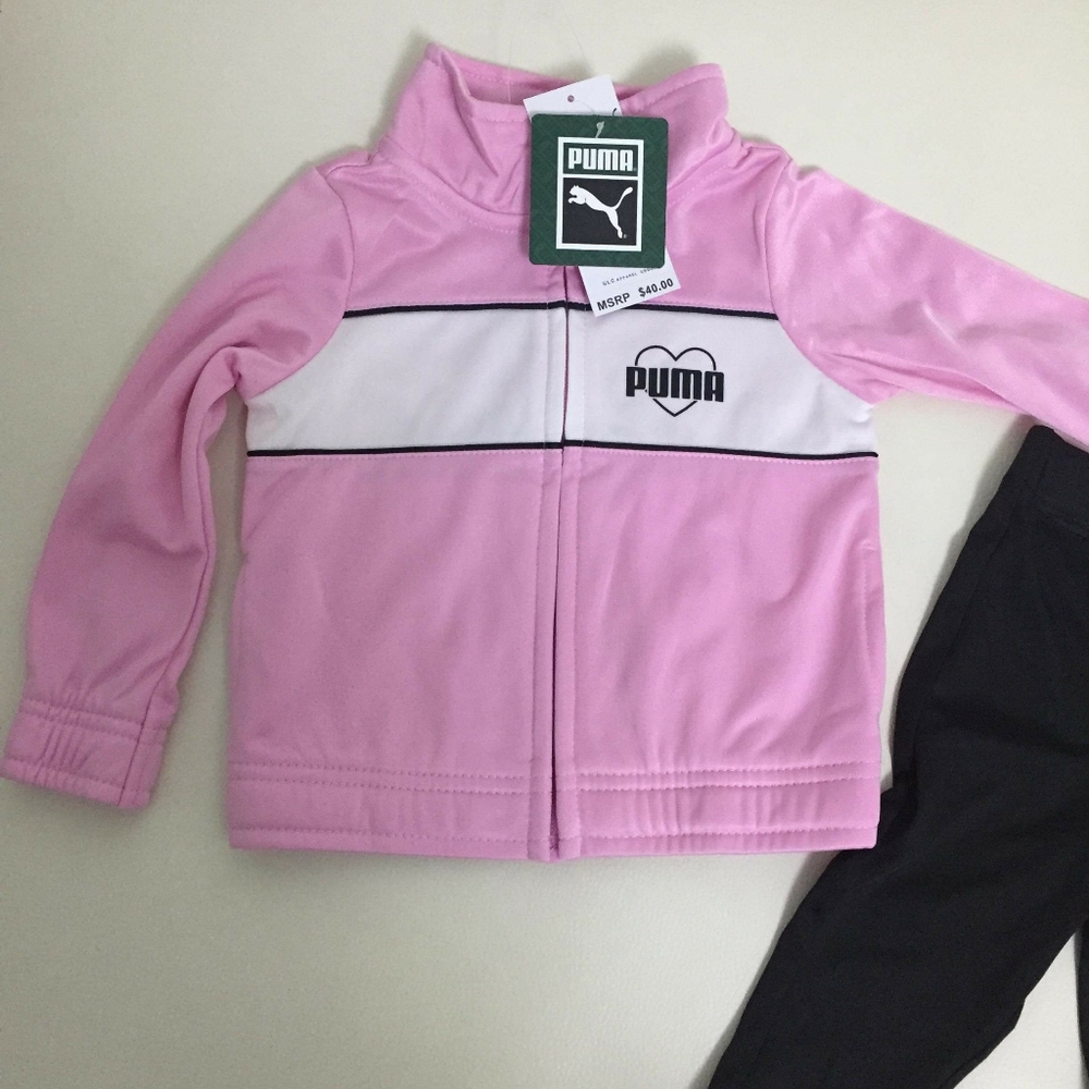 Puma pink baby girl active pants set 0013 - Picture 7 of 8
